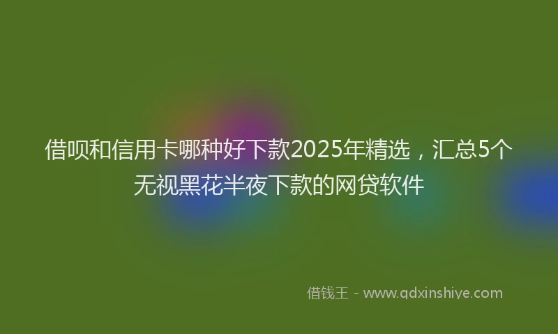 借呗和信用卡哪种好下款2025年精选，汇总5个无视黑花半夜下款的网贷软件