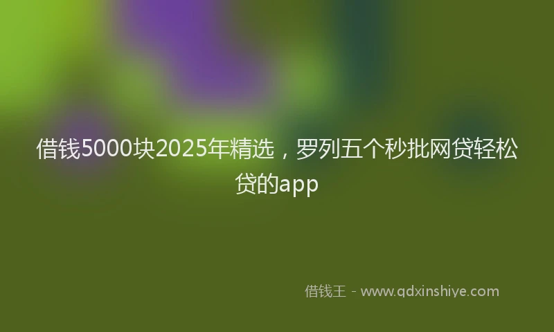 借钱5000块2025年精选，罗列五个秒批网贷轻松贷的app