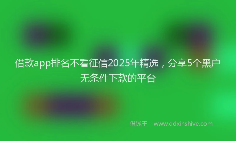 借款app排名不看征信2025年精选，分享5个黑户无条件下款的平台