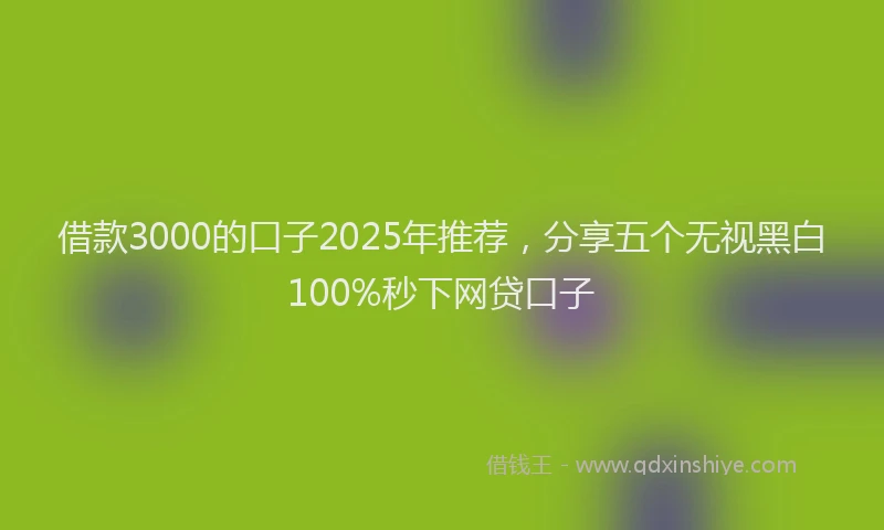 借款3000的口子2025年推荐,分享五个无视黑白100%秒下网贷口子