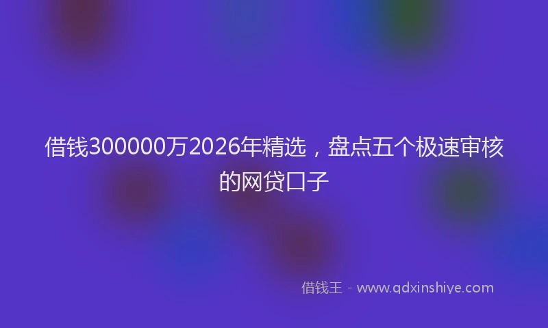借钱300000万2026年精选，盘点五个极速审核的网贷口子