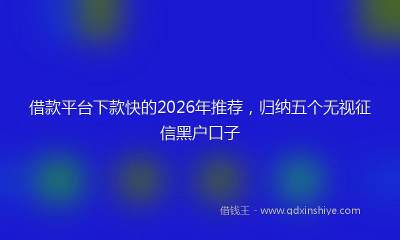借款平台下款快的2026年推荐，归纳五个无视征信黑户口子