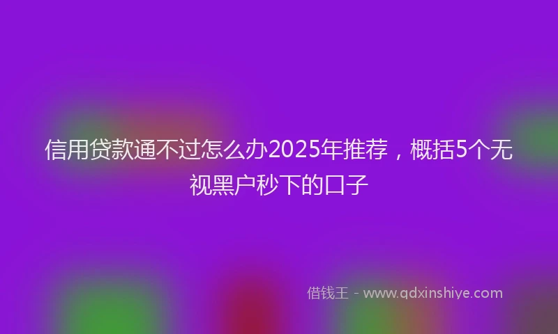 信用贷款通不过怎么办2025年推荐，概括5个无视黑户秒下的口子