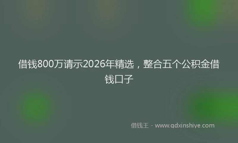 借钱800万请示2026年精选,整合五个公积金借钱口子