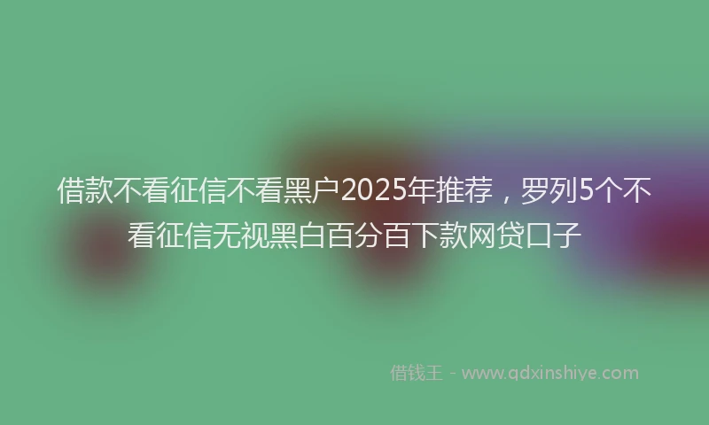 借款不看征信不看黑户2025年推荐,罗列5个不看征信无视黑白百分百下款网贷口子