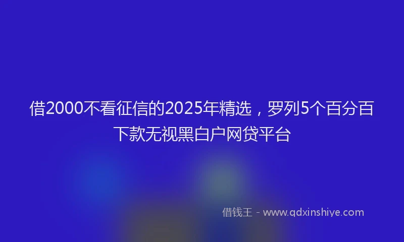 借2000不看征信的2025年精选,罗列5个百分百下款无视黑白户网贷平台