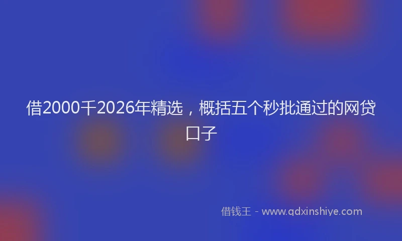 借2000千2026年精选,概括五个秒批通过的网贷口子