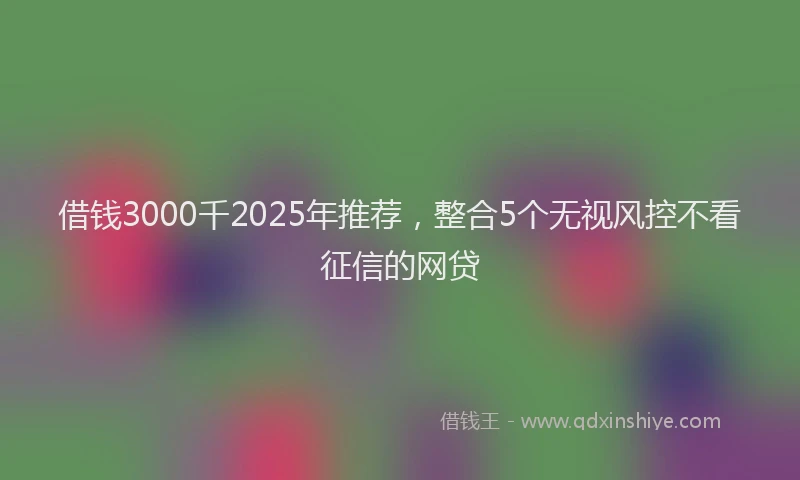 借钱3000千2025年推荐，整合5个无视风控不看征信的网贷