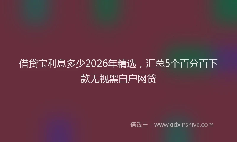 借贷宝利息多少2026年精选，汇总5个百分百下款无视黑白户网贷
