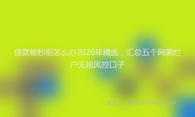 借款被秒拒怎么办2026年精选，汇总五个网黑烂户无视风控口子