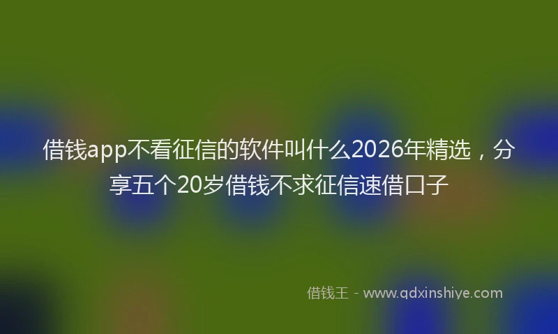借钱app不看征信的软件叫什么2026年精选,分享五个20岁借钱不求征信速借口子