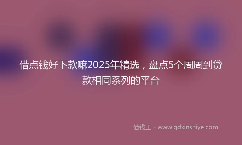 借点钱好下款嘛2025年精选,盘点5个周周到贷款相同系列的平台