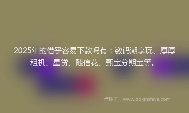 2025年的借乎容易下款吗有：数码潮享玩、厚厚租机、星贷、随信花、甄宝分期宝等。