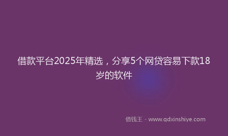 借款平台2025年精选，分享5个网贷容易下款18岁的软件