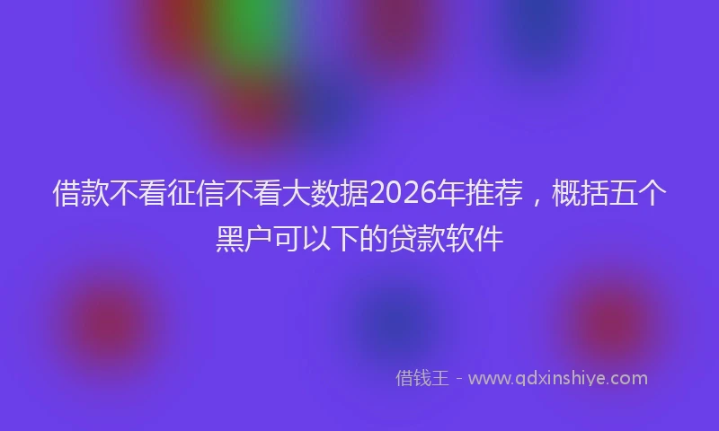 借款不看征信不看大数据2026年推荐,概括五个黑户可以下的贷款软件