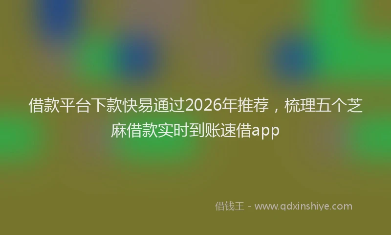 借款平台下款快易通过2026年推荐，梳理五个芝麻借款实时到账速借app