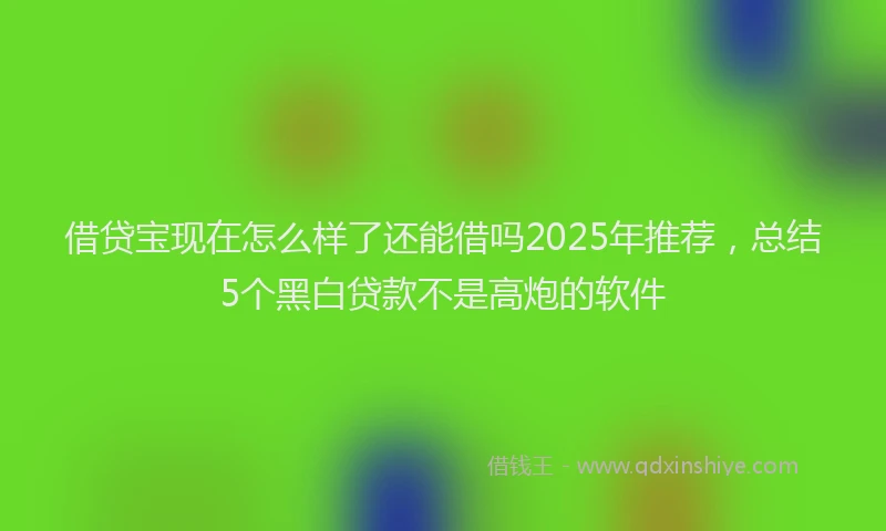 借贷宝现在怎么样了还能借吗2025年推荐，总结5个黑白贷款不是高炮的软件