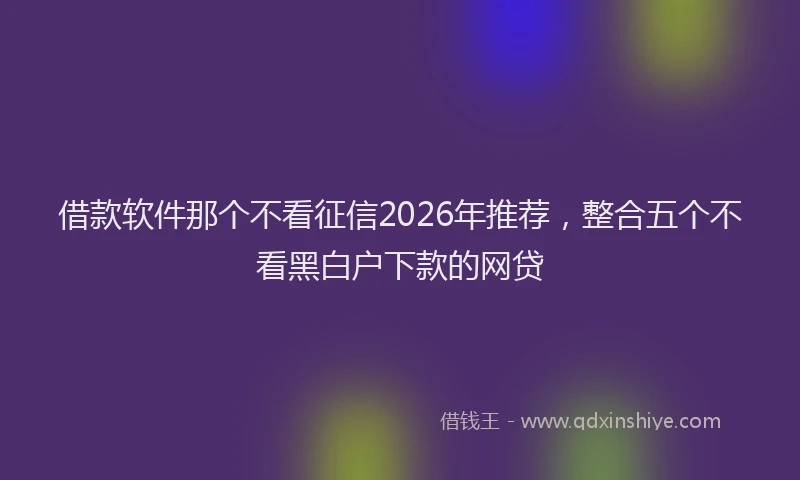 借款软件那个不看征信2026年推荐，整合五个不看黑白户下款的网贷