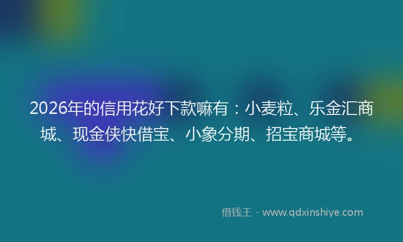 2026年的信用花好下款嘛有：小麦粒、乐金汇商城、现金侠快借宝、小象分期、招宝商城等。