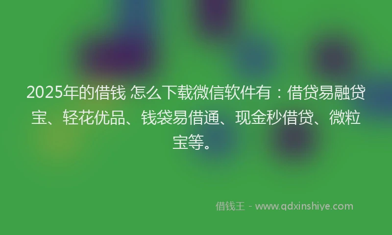 2025年的借钱 怎么下载微信软件有：借贷易融贷宝、轻花优品、钱袋易借通、现金秒借贷、微粒宝等。