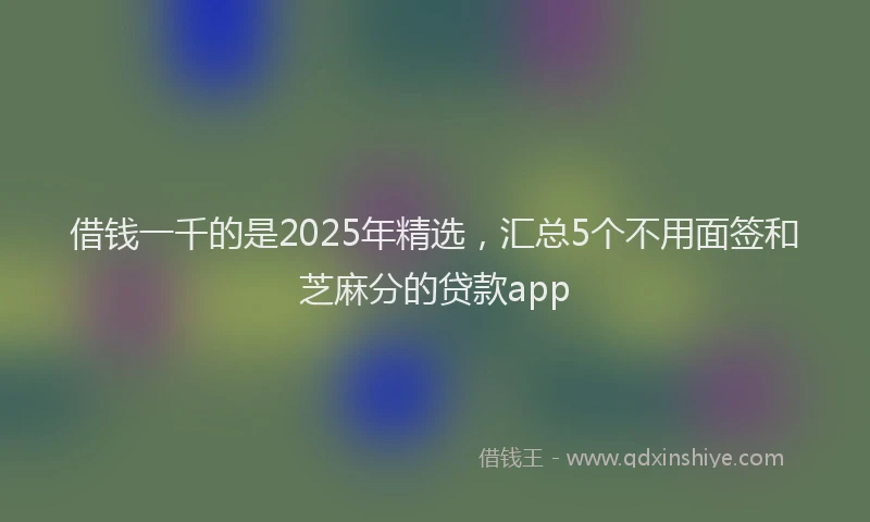 借钱一千的是2025年精选,汇总5个不用面签和芝麻分的贷款app