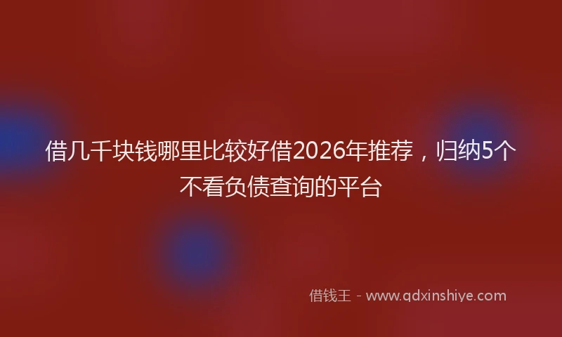 借几千块钱哪里比较好借2026年推荐，归纳5个不看负债查询的平台