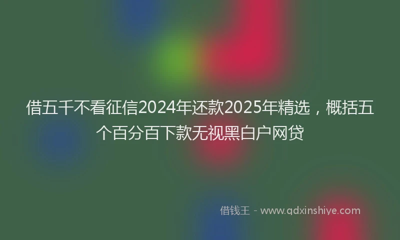借五千不看征信2024年还款2025年精选，概括五个百分百下款无视黑白户网贷