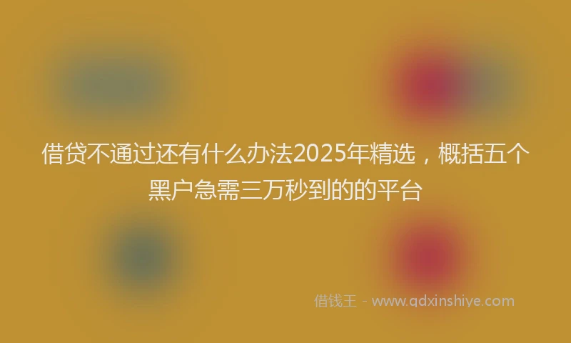 借贷不通过还有什么办法2025年精选，概括五个黑户急需三万秒到的的平台