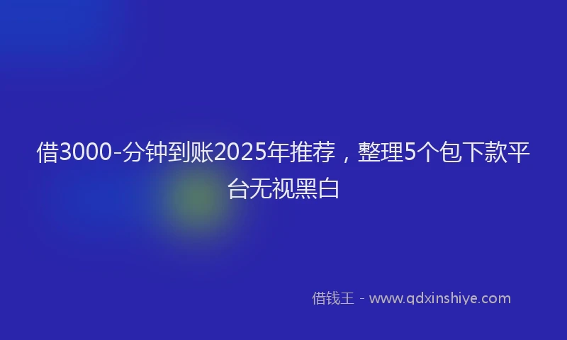 借3000-分钟到账2025年推荐，整理5个包下款平台无视黑白