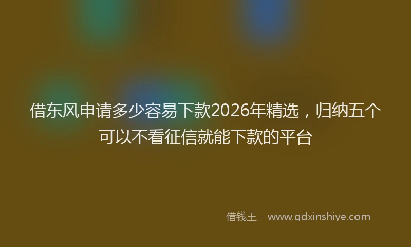 借东风申请多少容易下款2026年精选，归纳五个可以不看征信就能下款的平台