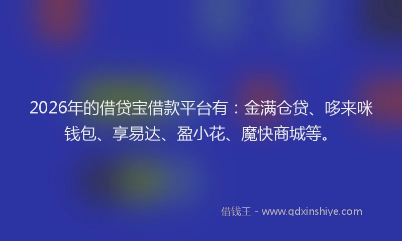 2026年的借贷宝借款平台有：金满仓贷、哆来咪钱包、享易达、盈小花、魔快商城等。