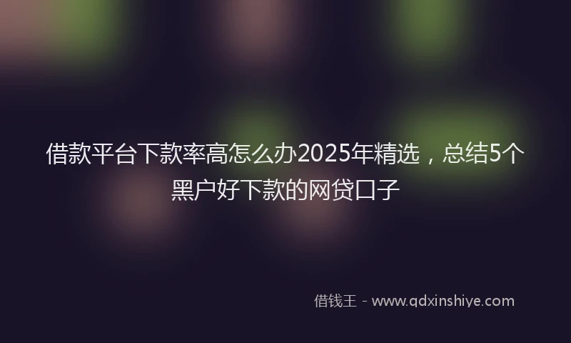 借款平台下款率高怎么办2025年精选，总结5个黑户好下款的网贷口子