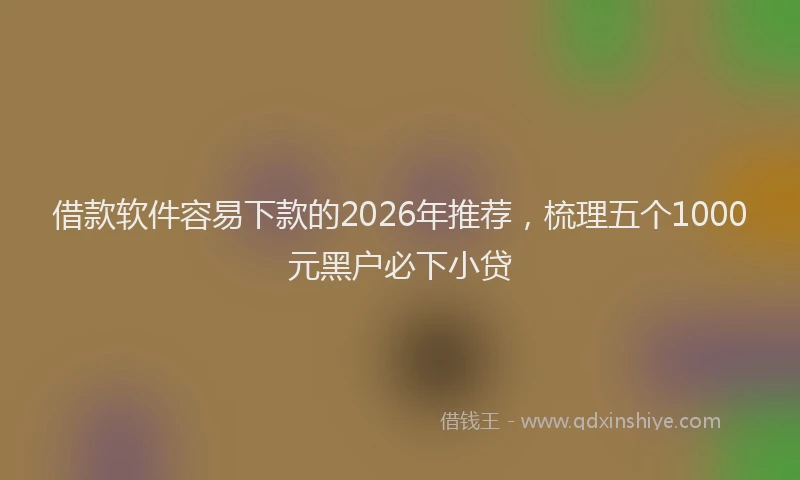 借款软件容易下款的2026年推荐，梳理五个1000元黑户必下小贷