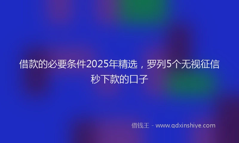 借款的必要条件2025年精选，罗列5个无视征信秒下款的口子