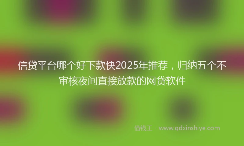 信贷平台哪个好下款快2025年推荐,归纳五个不审核夜间直接放款的网贷软件
