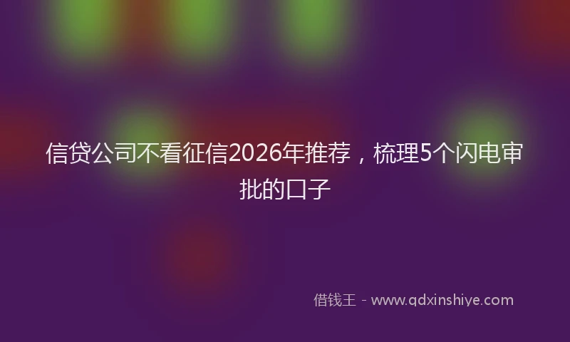 信贷公司不看征信2026年推荐，梳理5个闪电审批的口子