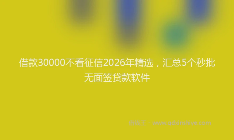 借款30000不看征信2026年精选,汇总5个秒批无面签贷款软件