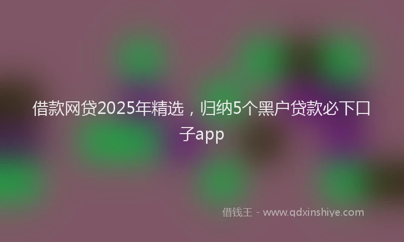 借款网贷2025年精选,归纳5个黑户贷款必下口子app