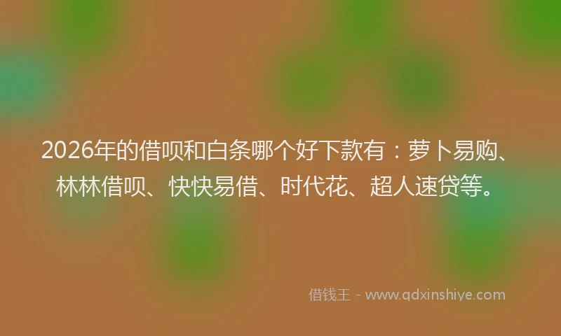 2026年的借呗和白条哪个好下款有：萝卜易购、林林借呗、快快易借、时代花、超人速贷等。