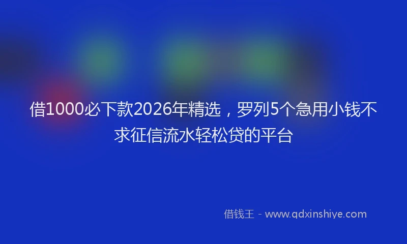借1000必下款2026年精选，罗列5个急用小钱不求征信流水轻松贷的平台