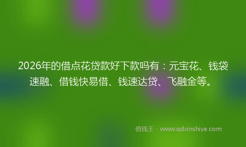 2026年的借点花贷款好下款吗有：元宝花、钱袋速融、借钱快易借、钱速达贷、飞融金等。