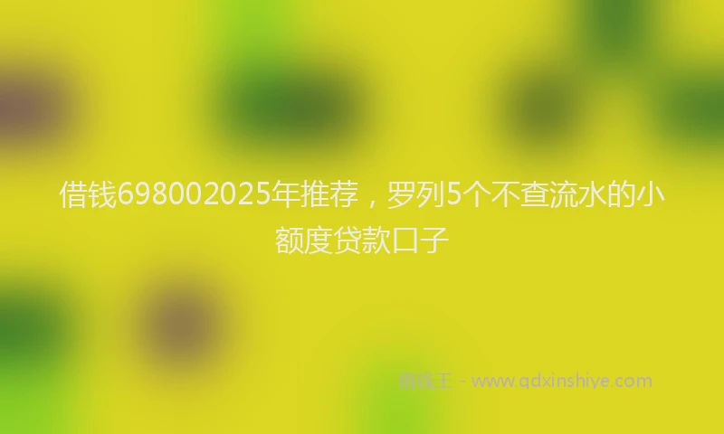 借钱698002025年推荐，罗列5个不查流水的小额度贷款口子