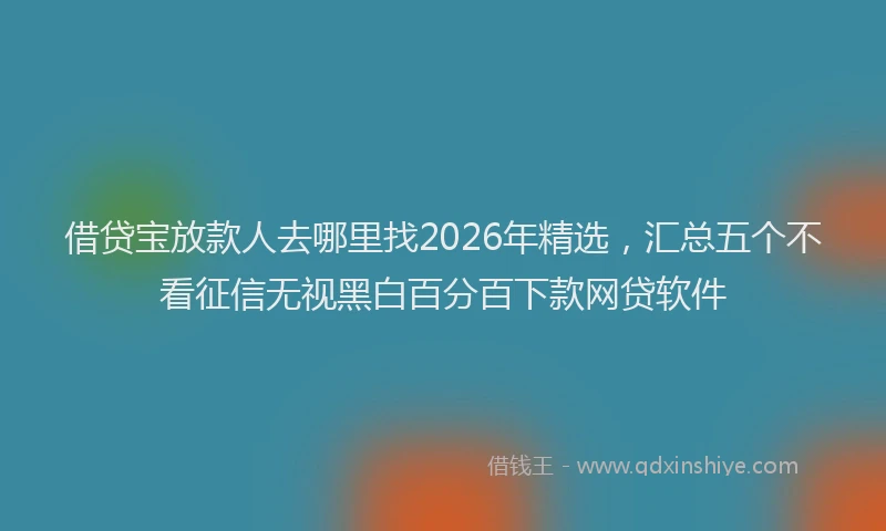 借贷宝放款人去哪里找2026年精选,汇总五个不看征信无视黑白百分百下款网贷软件