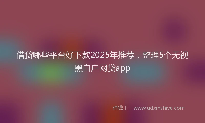 借贷哪些平台好下款2025年推荐,整理5个无视黑白户网贷app