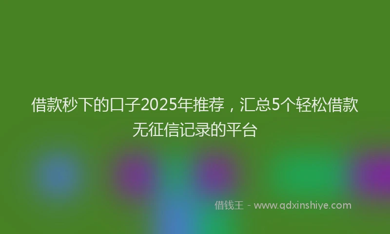 借款秒下的口子2025年推荐，汇总5个轻松借款无征信记录的平台
