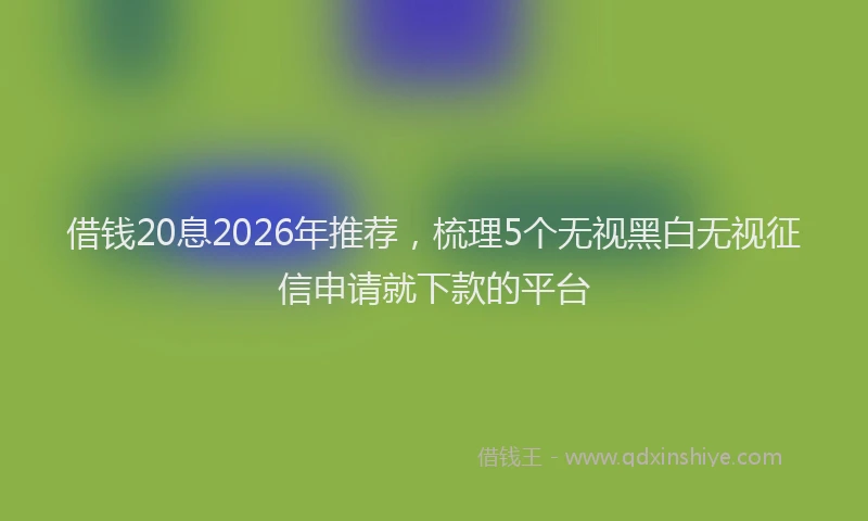 借钱20息2026年推荐,梳理5个无视黑白无视征信申请就下款的平台