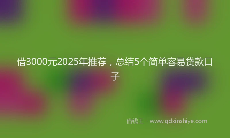 借3000元2025年推荐，总结5个简单容易贷款口子