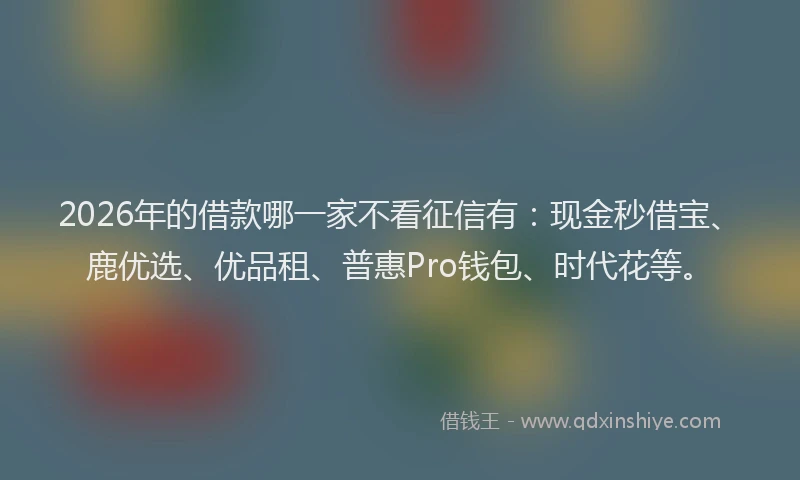 2026年的借款哪一家不看征信有：现金秒借宝、鹿优选、优品租、普惠Pro钱包、时代花等。