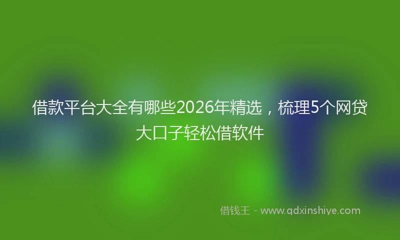 借款平台大全有哪些2026年精选，梳理5个网贷大口子轻松借软件