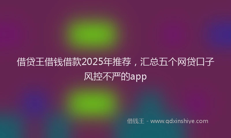 借贷王借钱借款2025年推荐，汇总五个网贷口子风控不严的app